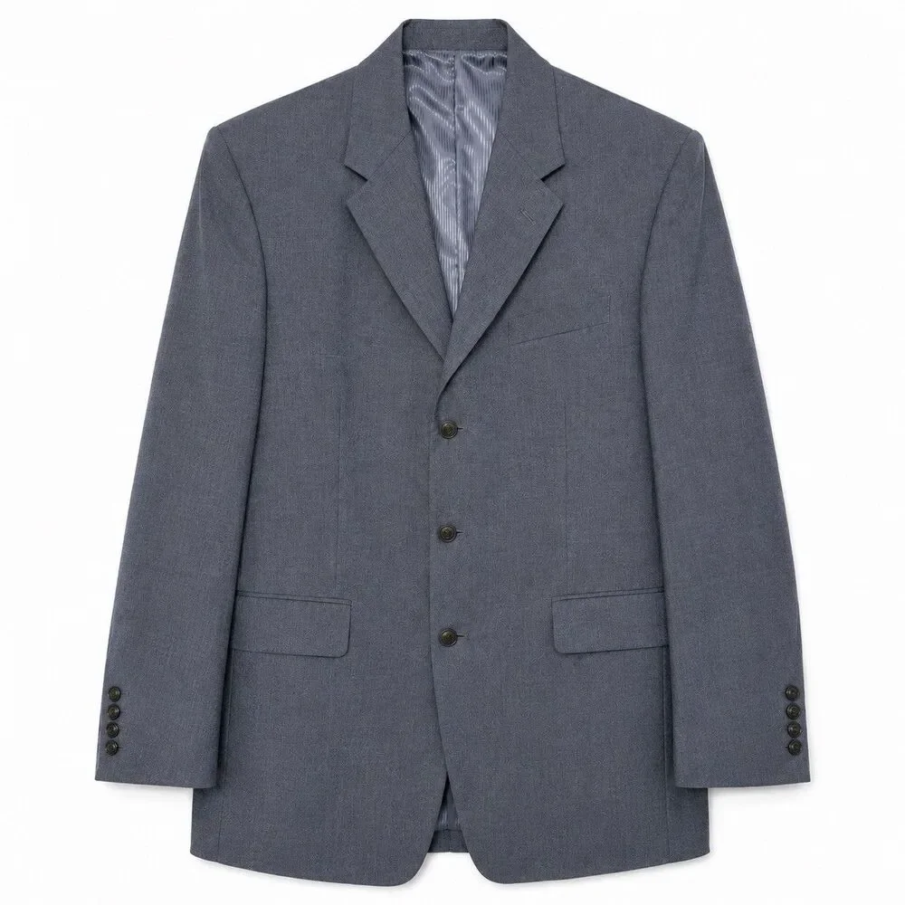 John Blair Men’s 3 Button Long Sleeve Blazer Sportscoat Grey Size 46